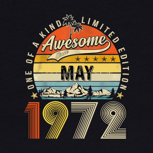 Awesome Since May 1972 Vintage 51st Birthday by Red and Black Floral